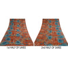 Sanskriti Vintage Sarees Orange Pure Georgette Silk Printed Sari Craft Sustainable Fabric