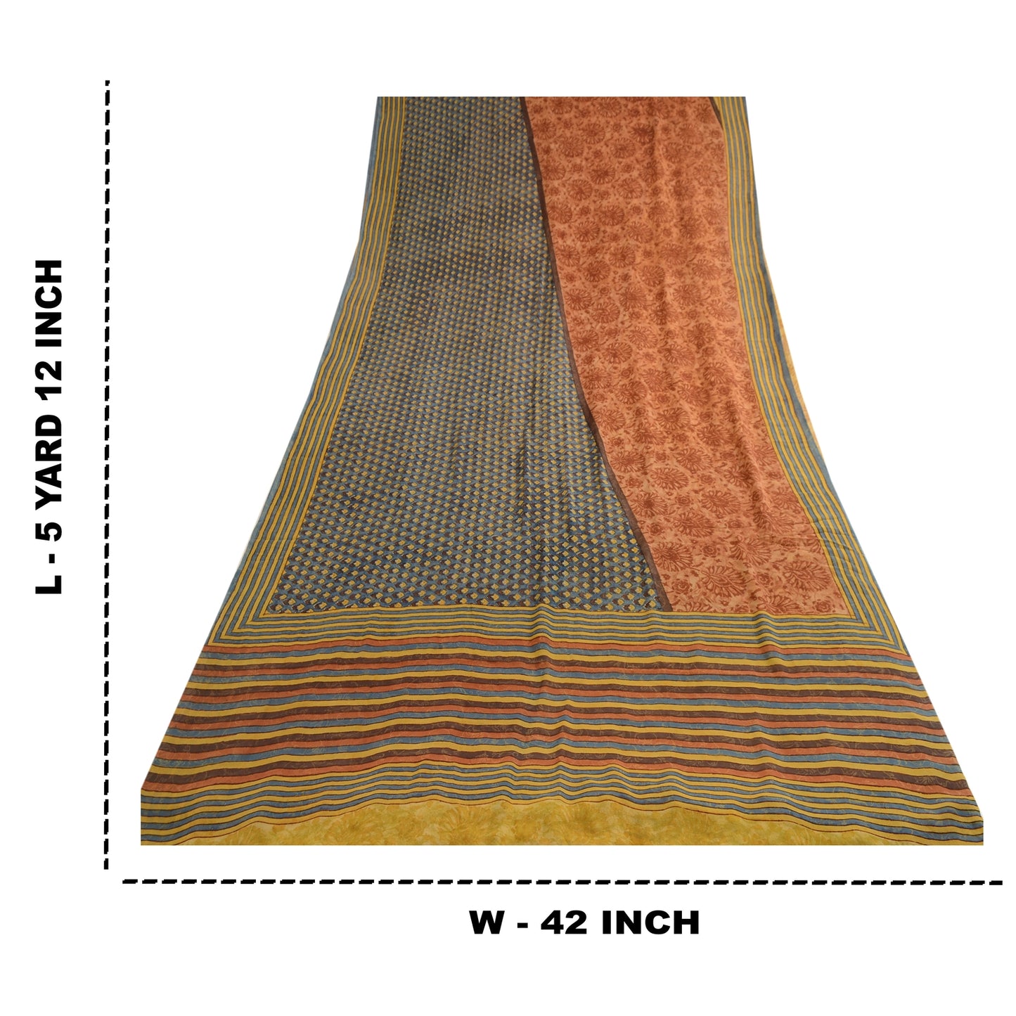 Sanskriti Vintage Sarees Multi Pure Georgette Silk Printed Sari 5yd Craft Sustainable Fabric