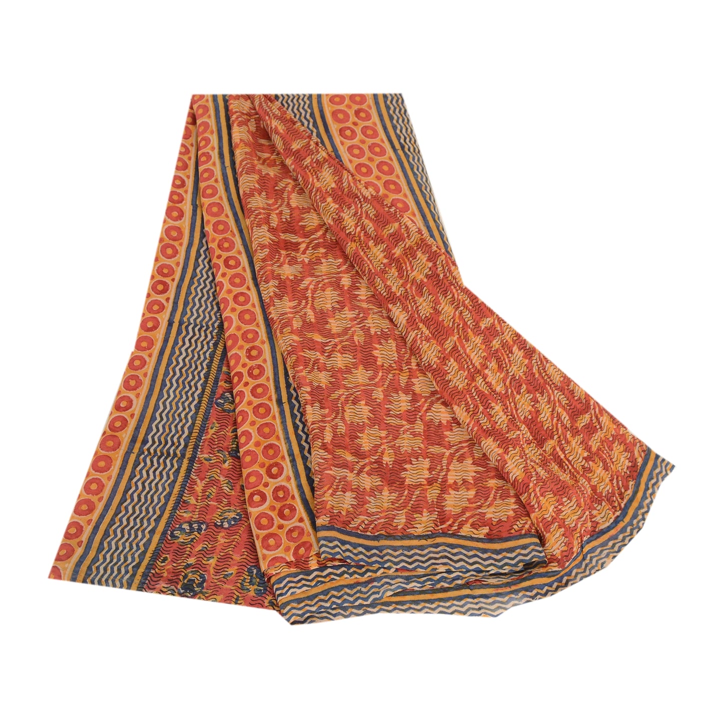 Sanskriti Vintage Sarees Red Pure Georgette Silk Printed Sari 5yd Craft Sustainable Fabric