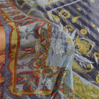 Sanskriti Vintage Sarees Multi Pure Georgette Silk Print Woven Sari Craft Sustainable Fabric
