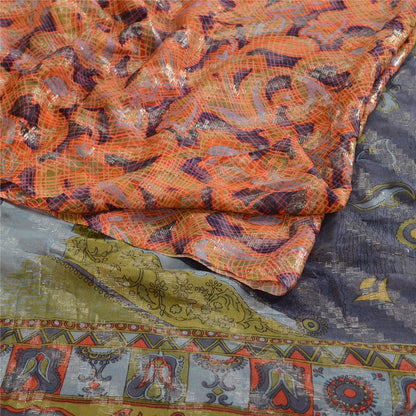 Sanskriti Vintage Sarees Multi Pure Georgette Silk Print Woven Sari Craft Sustainable Fabric