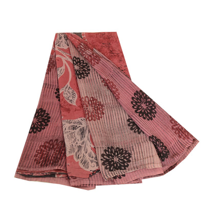 Sanskriti Vintage Sarees Purple Pure Georgette Silk Printed Sari Craft Sustainable Fabric