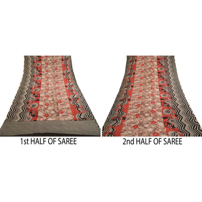 Sanskriti Vintage Sarees Multi Pure Georgette Silk Printed Sari 5yd Craft Sustainable Fabric