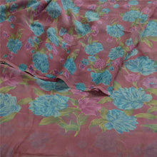 Load image into Gallery viewer, Sanskriti Vintage Sarees Purple Pure Chiffon Silk Printed Sari 5yd Craft Fabric
