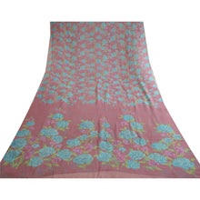 Load image into Gallery viewer, Sanskriti Vintage Sarees Purple Pure Chiffon Silk Printed Sari 5yd Craft Fabric
