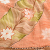 Sanskriti Vintage Sarees Peach Embroidered Pure Georgette Silk Print Sari Sustainable Fabric