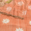 Sanskriti Vintage Sarees Peach Embroidered Pure Georgette Silk Print Sari Sustainable Fabric