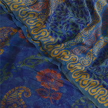 Load image into Gallery viewer, Sanskriti Vintage Sarees Blue Block Printed Pure Georgette Silk Sari 5yd Fabric
