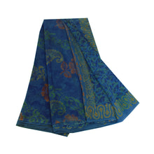 Load image into Gallery viewer, Sanskriti Vintage Sarees Blue Block Printed Pure Georgette Silk Sari 5yd Fabric
