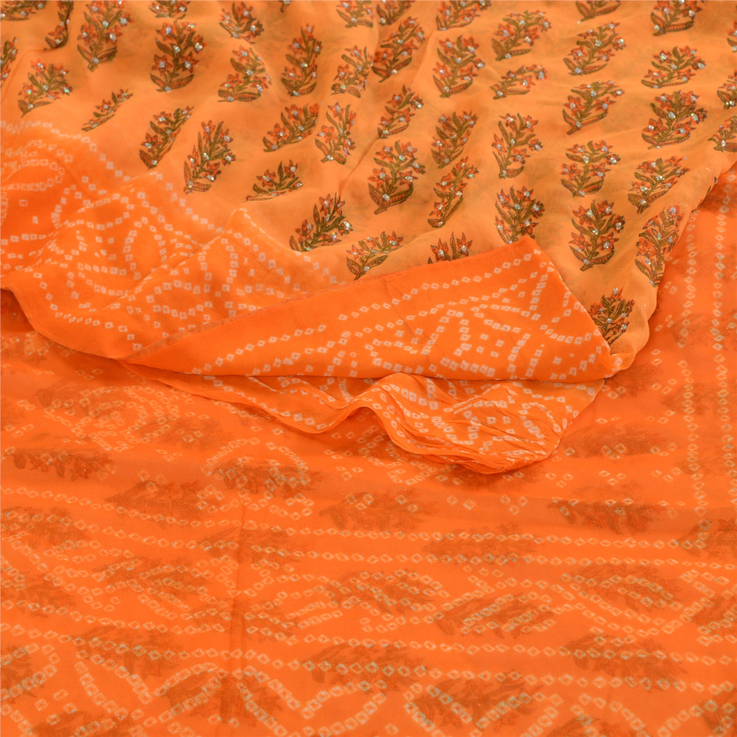 Sanskriti Vintage Sarees Pure Georgette Silk Bandhani Print Sparkle Sari Fabric