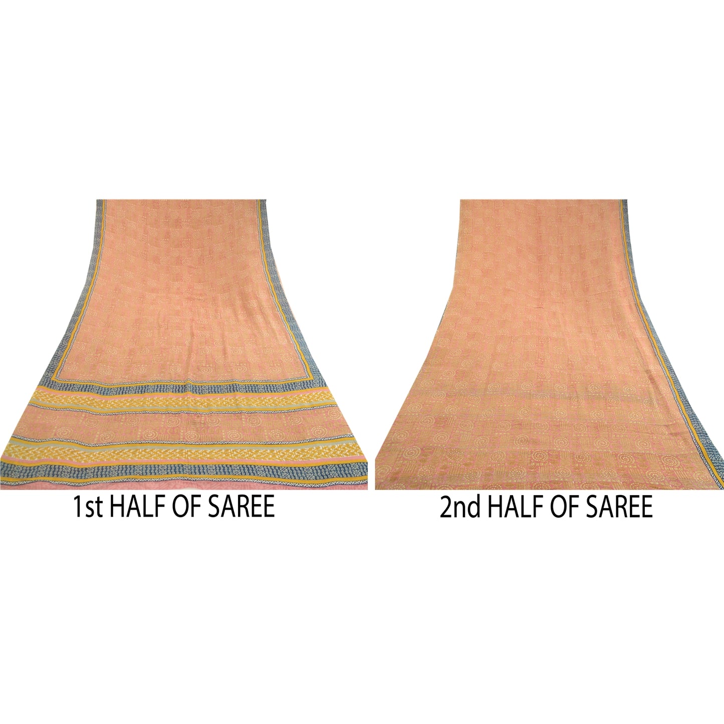 Sanskriti Vintage Sarees Pink Pure Georgette Silk Printed Sari 5yd Craft Sustainable Fabric