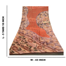 Load image into Gallery viewer, Sanskriti Vintage Sarees Orange Blend Georgette Printed Sari Floral Craft Fabric
