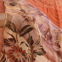 Load image into Gallery viewer, Sanskriti Vintage Sarees Orange Blend Georgette Printed Sari Floral Craft Fabric
