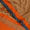 Sanskriti Vintage Sarees Indian Orange Georgette Printed Sari Soft Craft Sustainable Fabric
