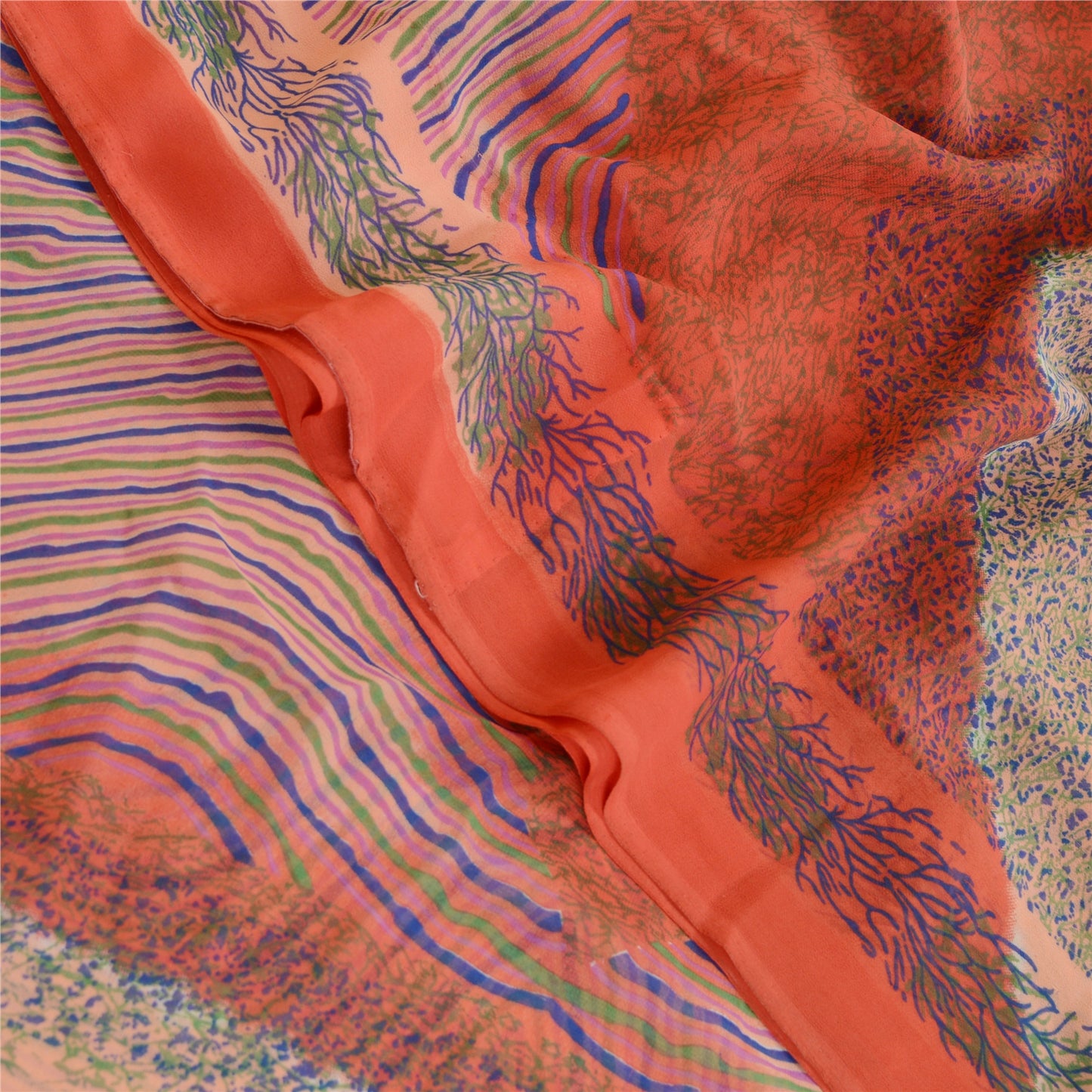 Sanskriti Vintage Sarees From India Multi Georgette Printed Sari Craft Sustainable Fabric