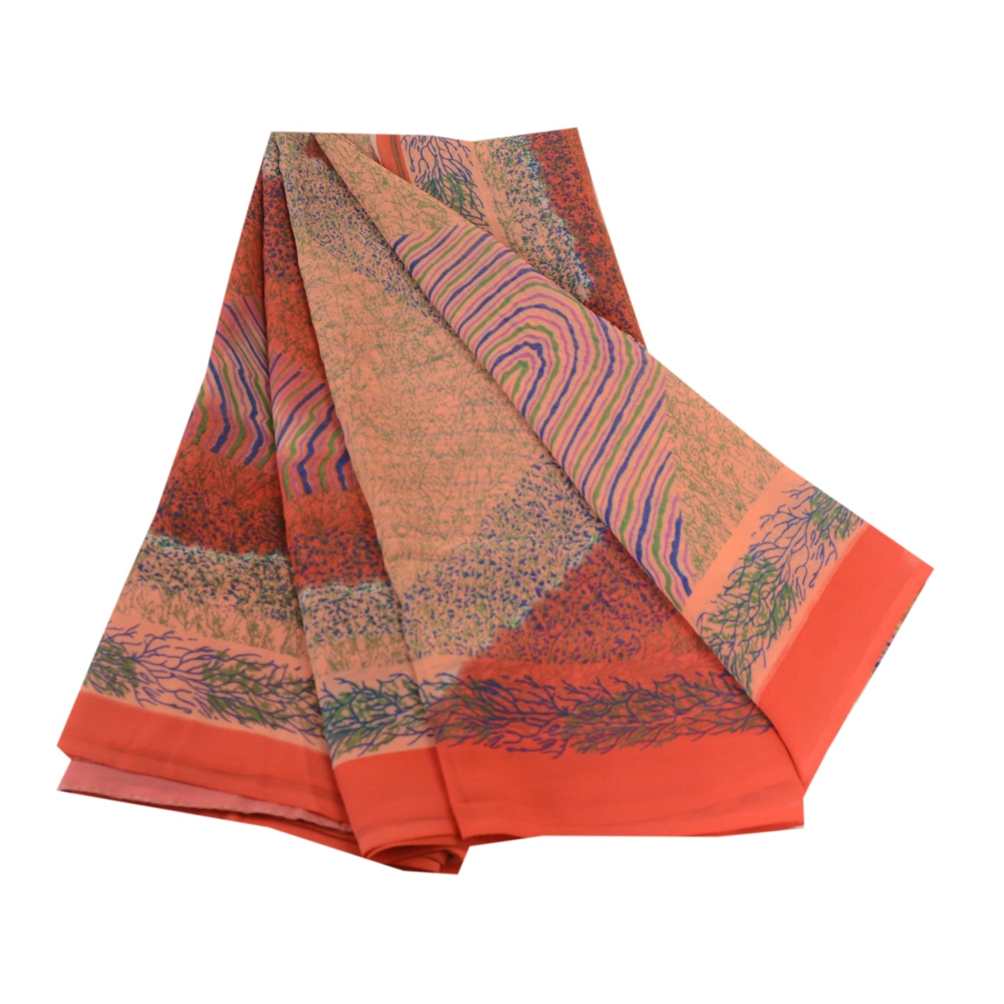 Sanskriti Vintage Sarees From India Multi Georgette Printed Sari Craft Sustainable Fabric