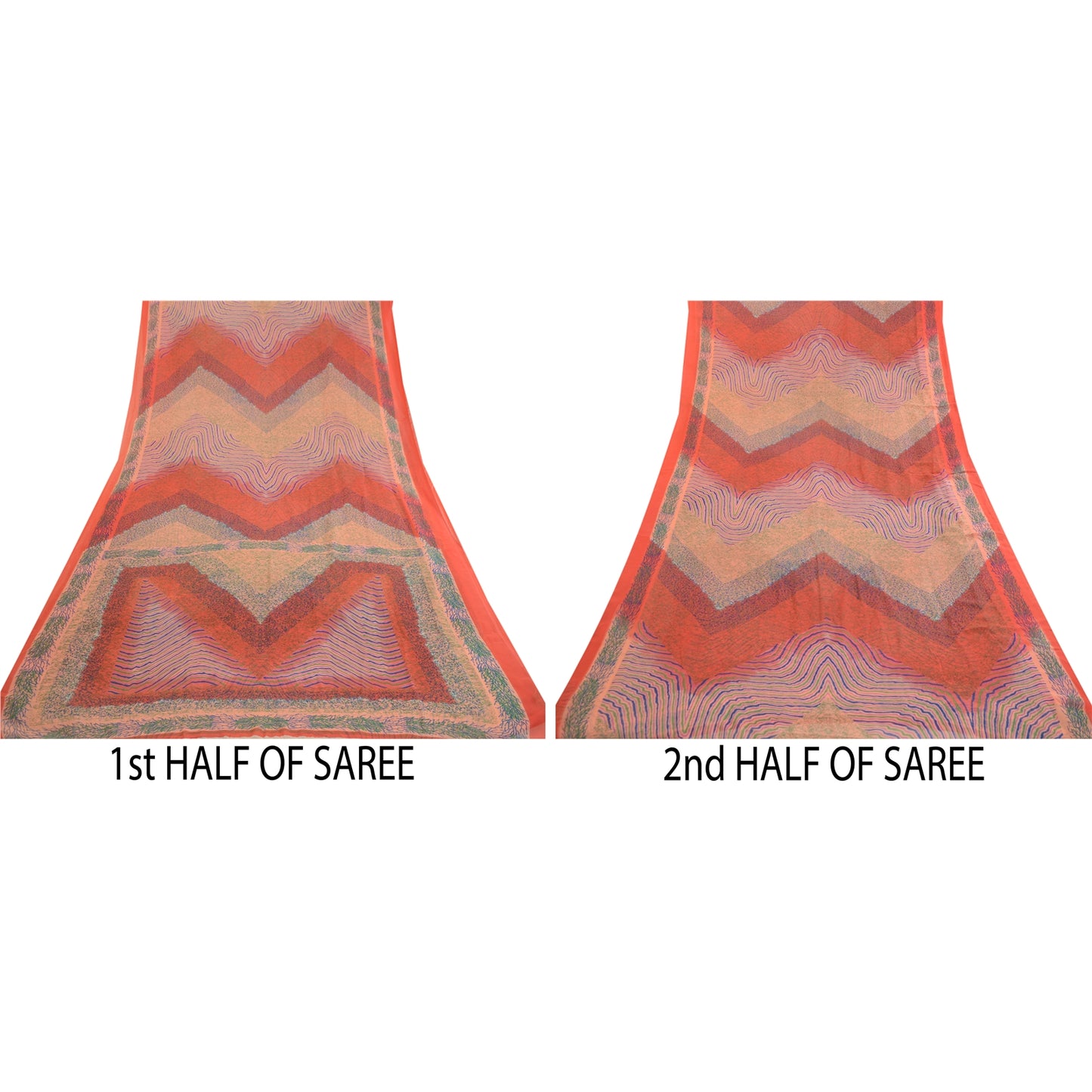 Sanskriti Vintage Sarees From India Multi Georgette Printed Sari Craft Sustainable Fabric