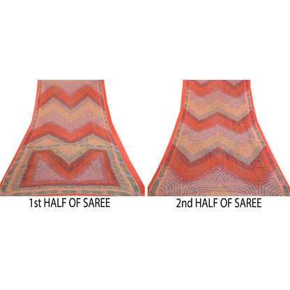 Sanskriti Vintage Sarees From India Multi Georgette Printed Sari Craft Sustainable Fabric