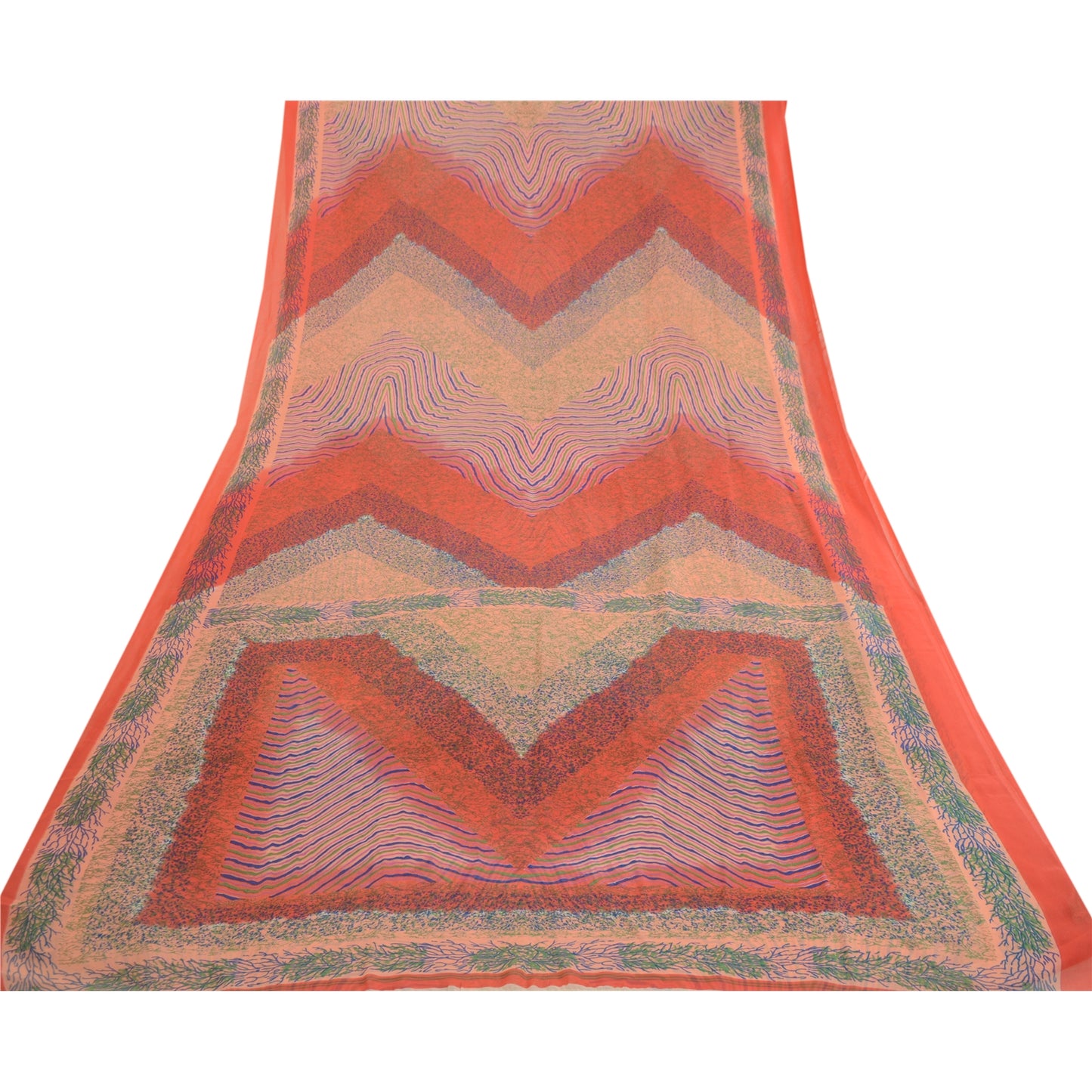 Sanskriti Vintage Sarees From India Multi Georgette Printed Sari Craft Sustainable Fabric