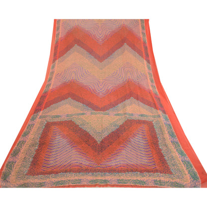Sanskriti Vintage Sarees From India Multi Georgette Printed Sari Craft Sustainable Fabric