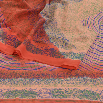 Sanskriti Vintage Sarees From India Multi Georgette Printed Sari Craft Sustainable Fabric