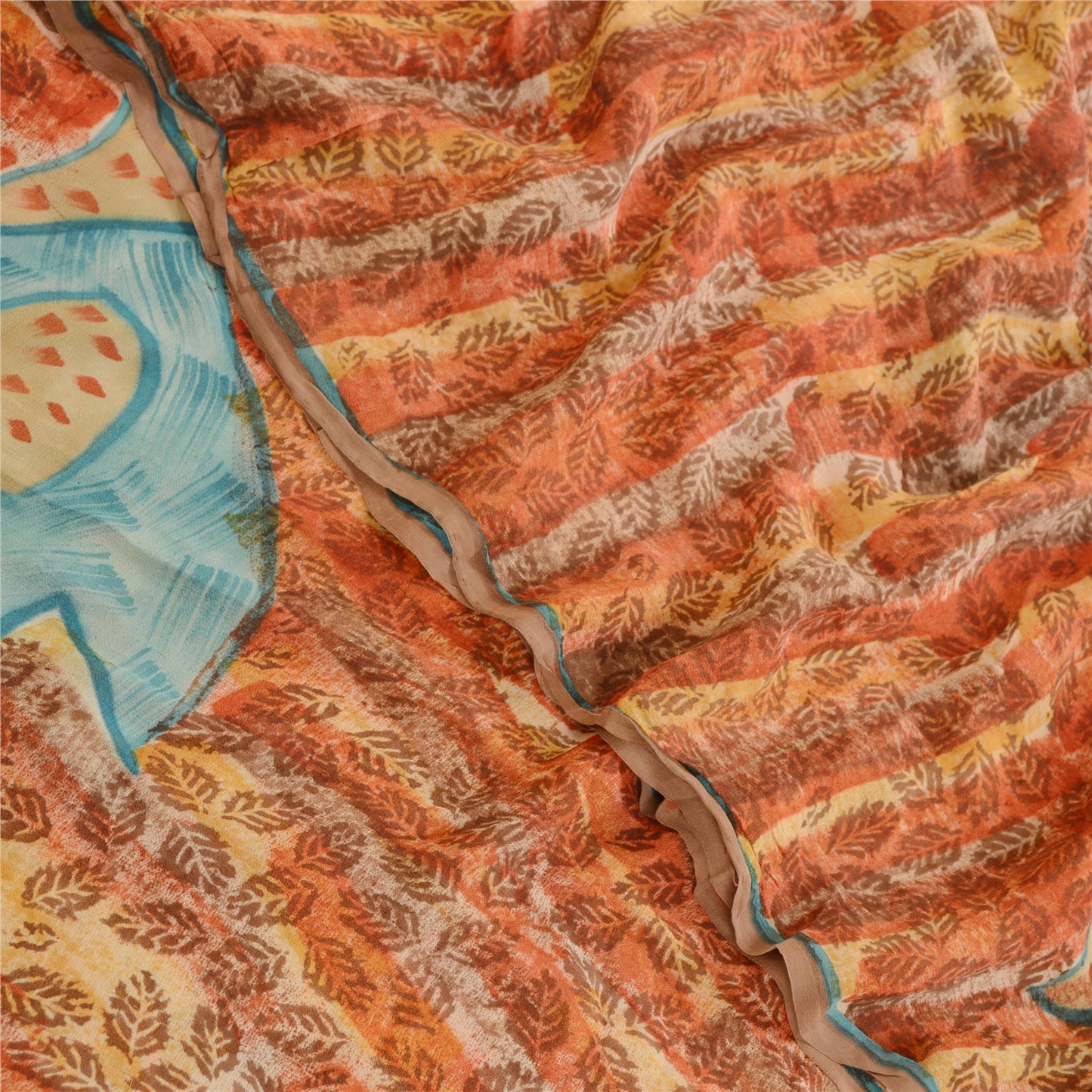 Сари из натурального шелка Sanskriti Vintage, многослойное сари из чистого жоржета, 5 ярдов, ткань для рукоделия, устойчивая к истиранию