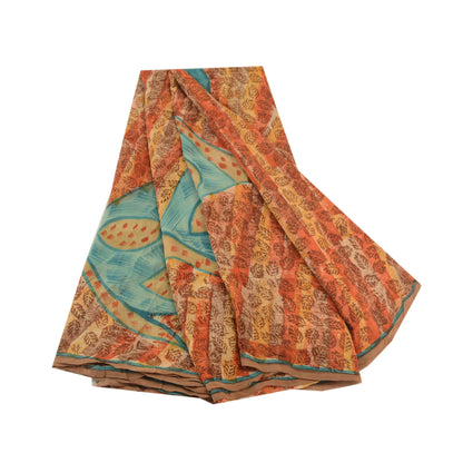 Сари из натурального шелка Sanskriti Vintage, многослойное сари из чистого жоржета, 5 ярдов, ткань для рукоделия, устойчивая к истиранию