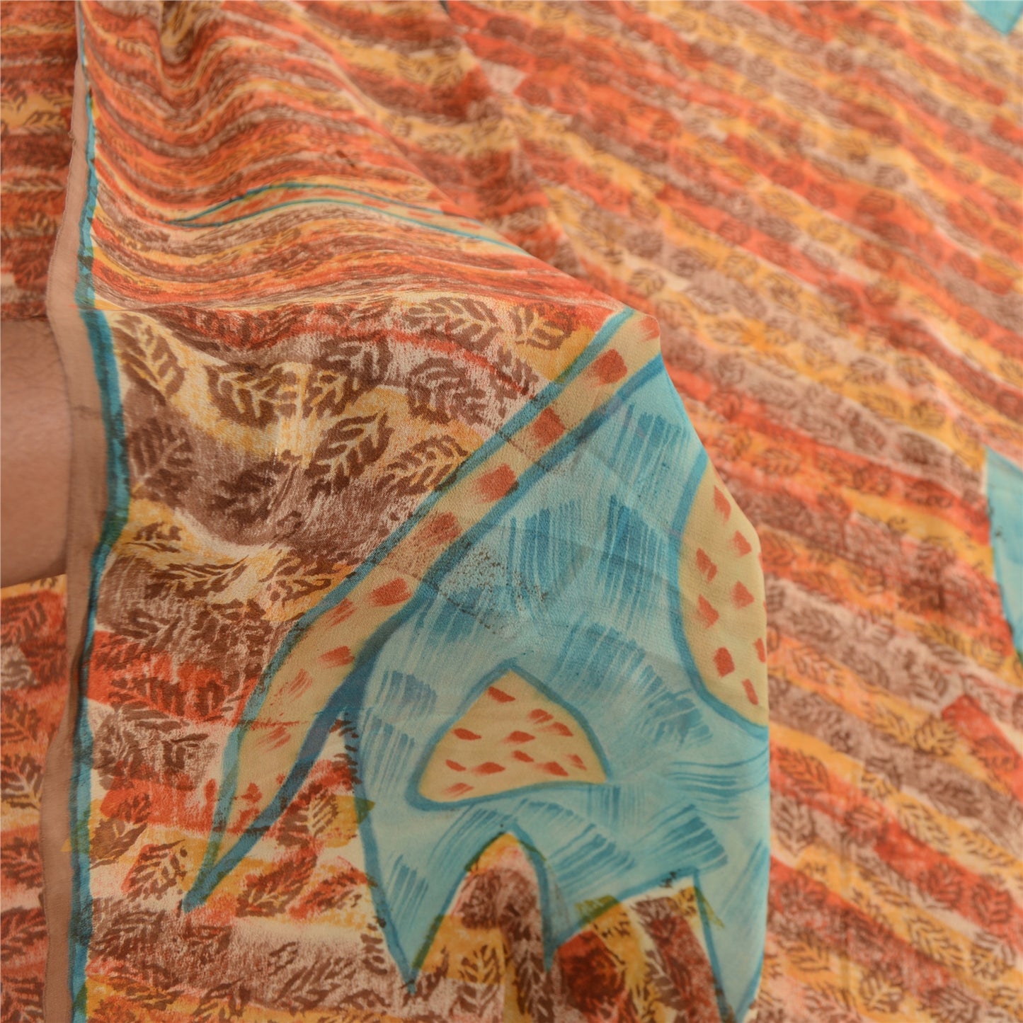 Сари из натурального шелка Sanskriti Vintage, многослойное сари из чистого жоржета, 5 ярдов, ткань для рукоделия, устойчивая к истиранию