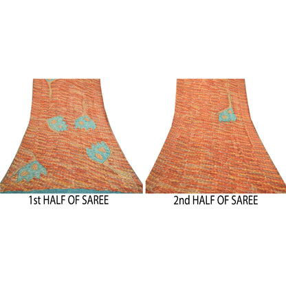 Сари из натурального шелка Sanskriti Vintage, многослойное сари из чистого жоржета, 5 ярдов, ткань для рукоделия, устойчивая к истиранию