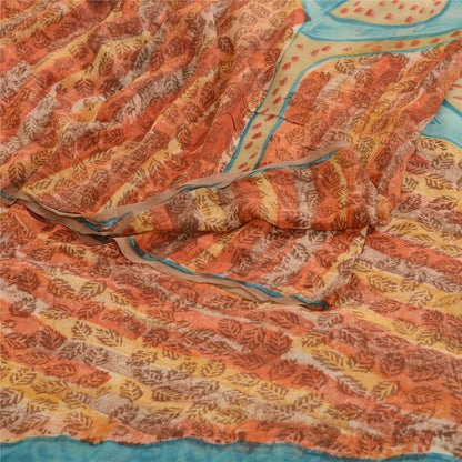 Сари из натурального шелка Sanskriti Vintage, многослойное сари из чистого жоржета, 5 ярдов, ткань для рукоделия, устойчивая к истиранию