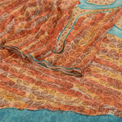 Сари из натурального шелка Sanskriti Vintage, многослойное сари из чистого жоржета, 5 ярдов, ткань для рукоделия, устойчивая к истиранию