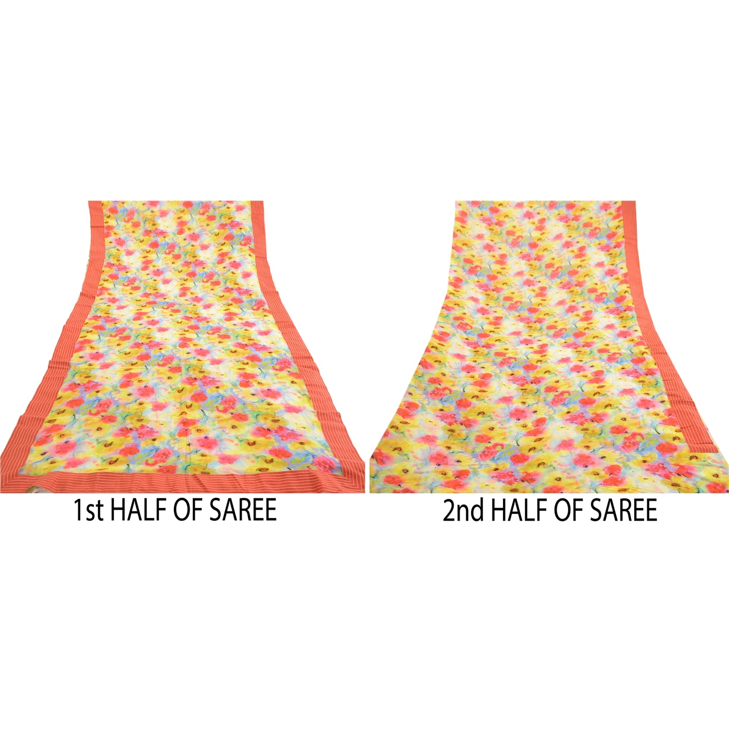 Sanskriti Vintage Sarees Indian Blend Georgette Printed Sari 5yd Craft Sustainable Fabric