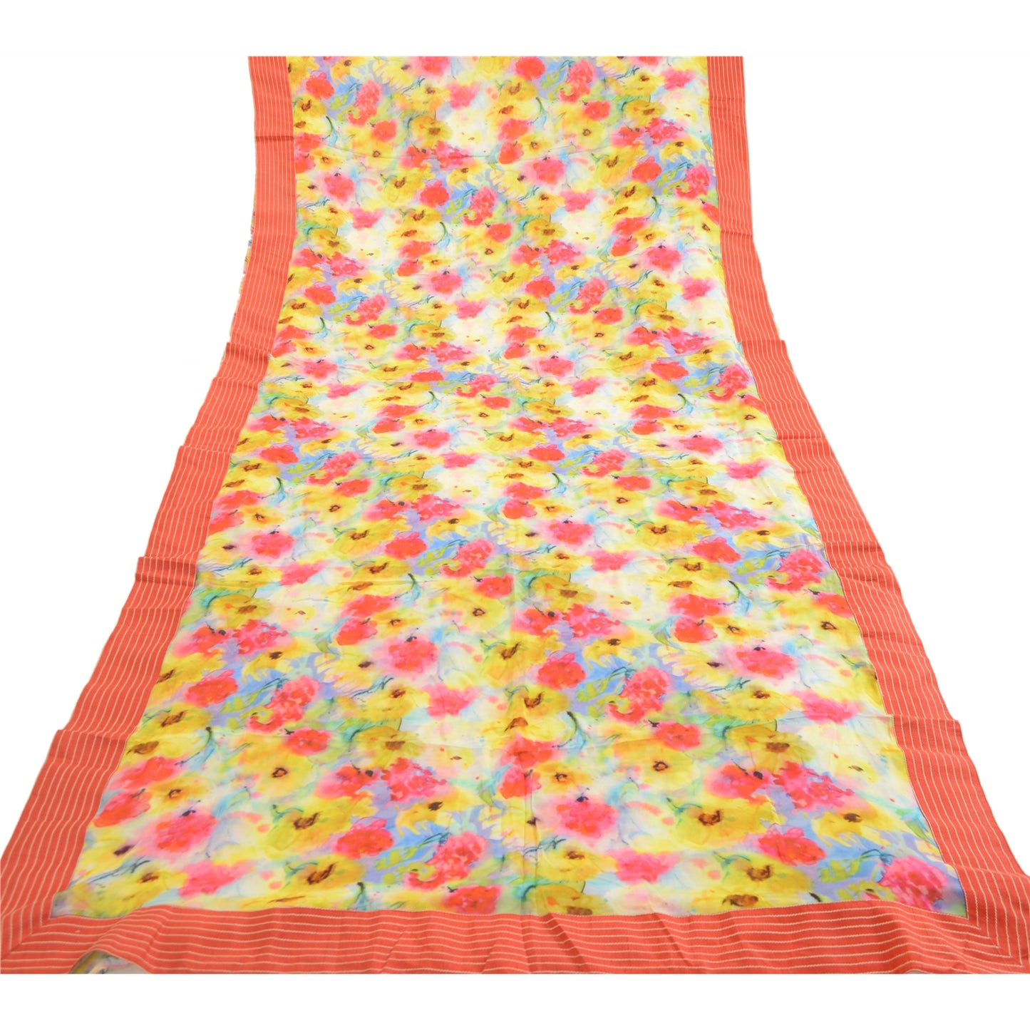 Sanskriti Vintage Sarees Indian Blend Georgette Printed Sari 5yd Craft Sustainable Fabric