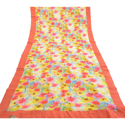 Sanskriti Vintage Sarees Indian Blend Georgette Printed Sari 5yd Craft Sustainable Fabric