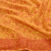 Sanskriti Vintage Sarees Yellow Pure Georgette Silk Printed Sari Craft Sustainable Fabric