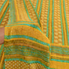 Sanskriti Vintage Mustard Sarees Pure Georgette Silk Printed Sari Craft Sustainable Fabric