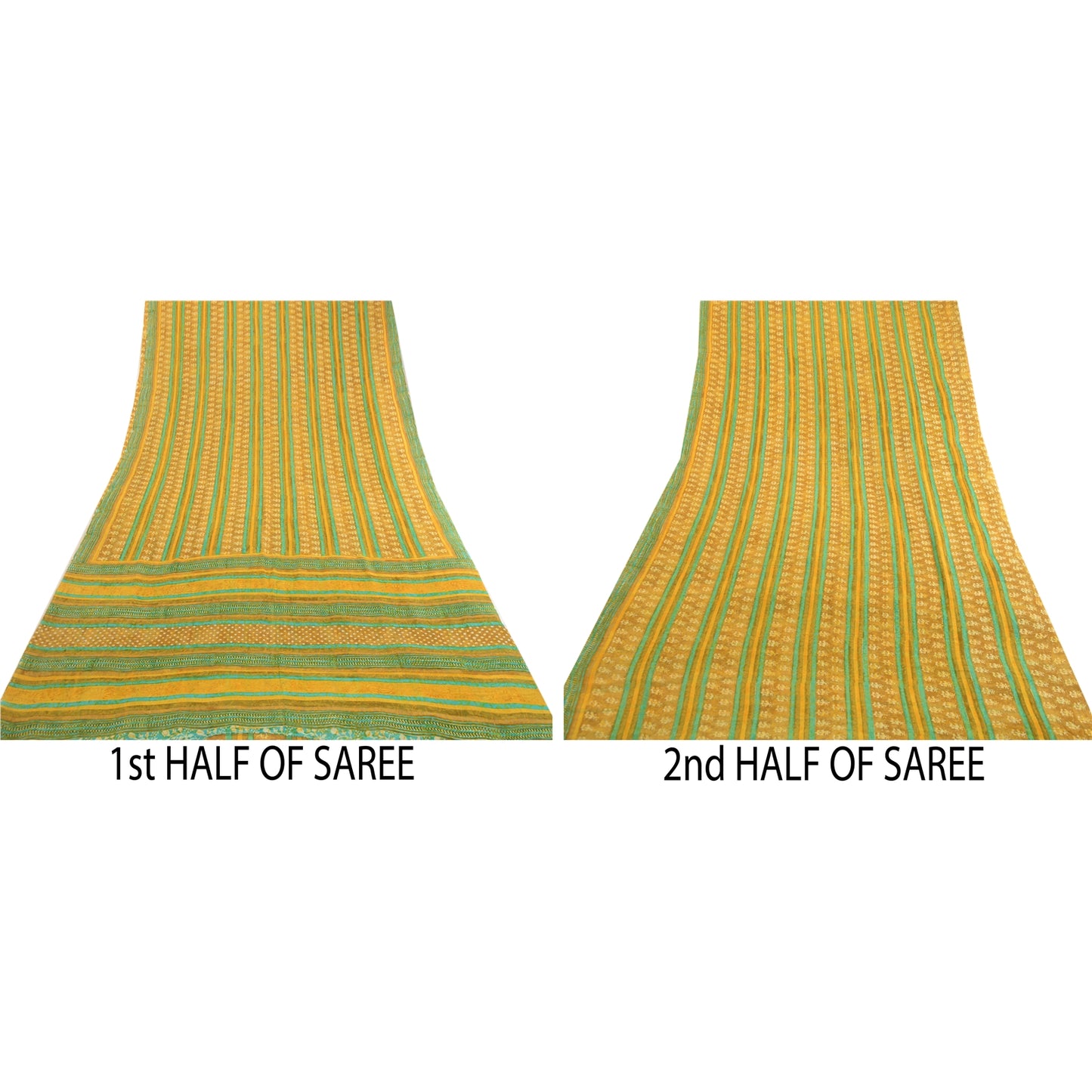 Sanskriti Vintage Mustard Sarees Pure Georgette Silk Printed Sari Craft Sustainable Fabric