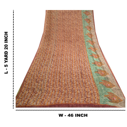 Sanskriti Vintage Dark Red Sarees Pure Georgette Silk Printed Sari Craft Sustainable Fabric