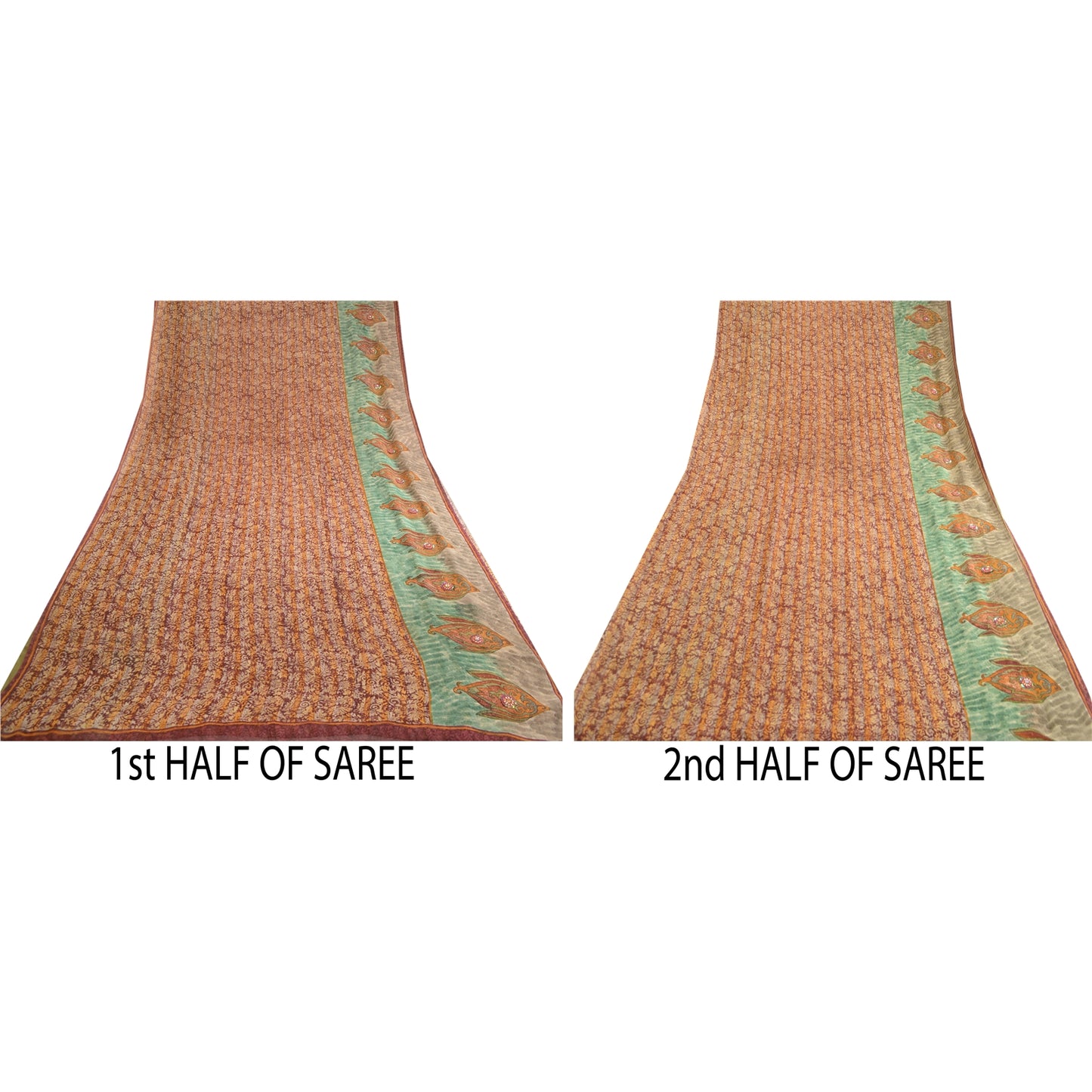 Sanskriti Vintage Dark Red Sarees Pure Georgette Silk Printed Sari Craft Sustainable Fabric