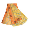 Sanskriti Vintage Sarees Indian Yellow Blend Georgette Printed Sari Craft Sustainable Fabric