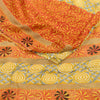 Sanskriti Vintage Sarees Indian Yellow Blend Georgette Printed Sari Craft Sustainable Fabric