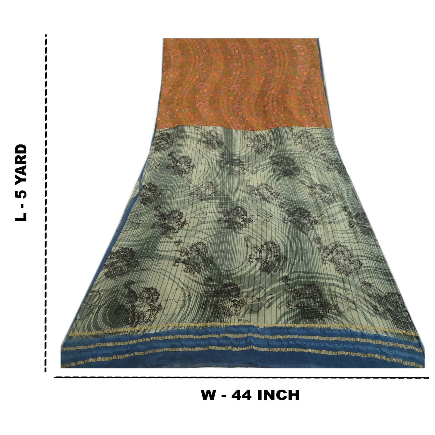 Сари из серого чистого шелка-жоржета с принтом на санскрите, 5 ярдов, ткань для рукоделия из экологически чистой ткани