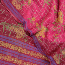 Load image into Gallery viewer, Sanskriti Vintage Sarees Purple Pure Chiffon Silk Rhienstone Printed Sari Fabric
