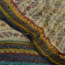 Load image into Gallery viewer, Sanskriti Vintage Sarees Pale-Cream Pure Chiffon Silk Printed Sari Craft Fabric
