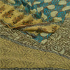 Sanskriti Vintage Sarees Green Pure Georgette Silk Print Sari Soft Craft Sustainable Fabric
