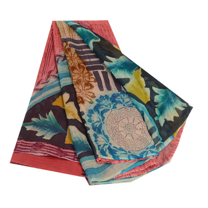 Sanskriti Vintage Sarees Blush-Pink Pure Georgette Silk Print Sari Craft Sustainable Fabric