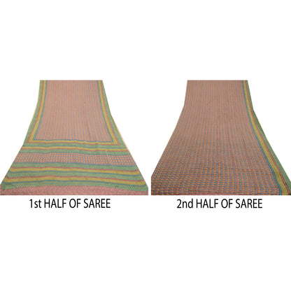 Sanskriti Vintage Sarees Pink Pure Georgette Silk Printed Sari Soft Craft Sustainable Fabric