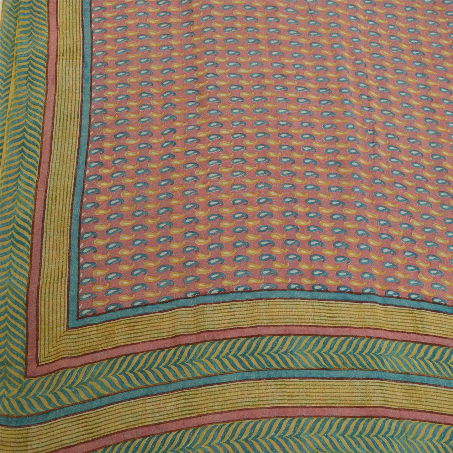 Sanskriti Vintage Sarees Pink Pure Georgette Silk Printed Sari Soft Craft Sustainable Fabric