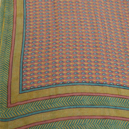 Sanskriti Vintage Sarees Pink Pure Georgette Silk Printed Sari Soft Craft Sustainable Fabric