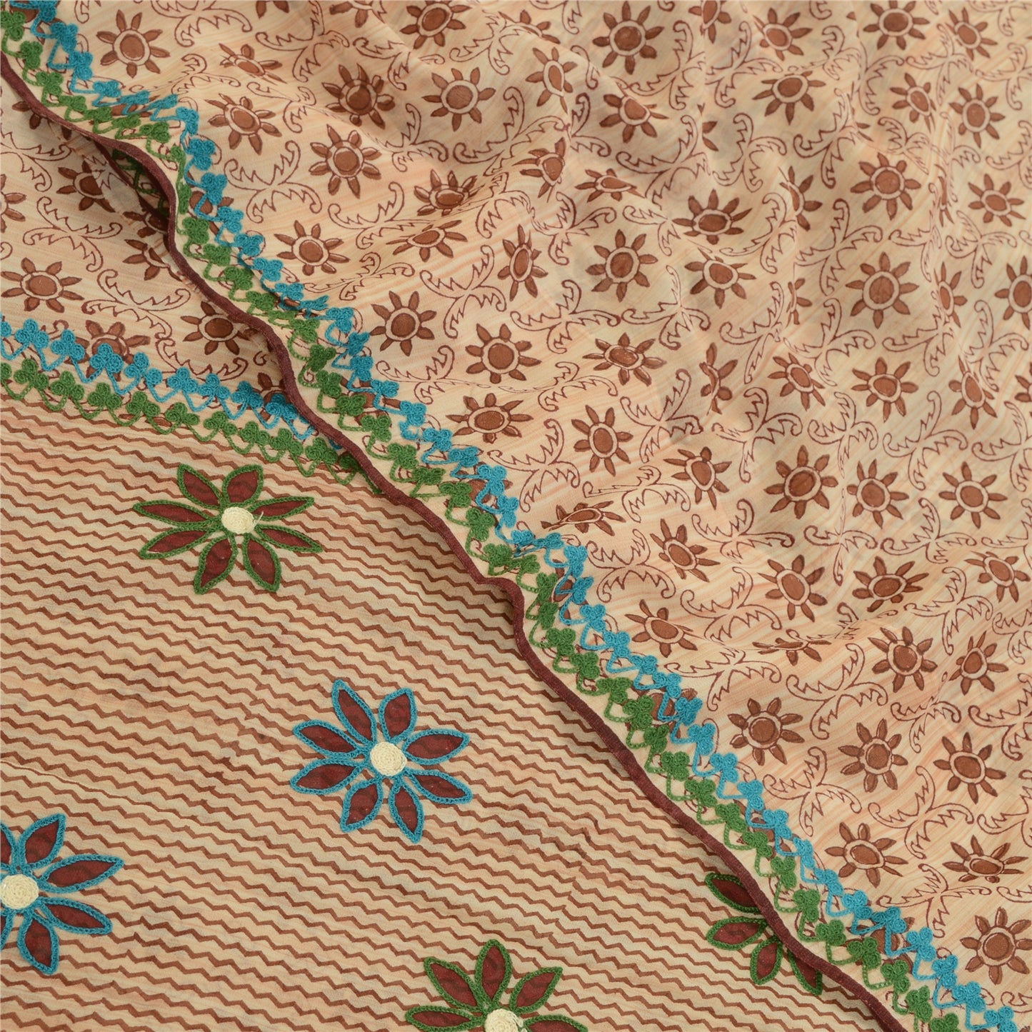 Sanskriti Vintage Sarees Broderet Tryk Ren Georgette Silke Sari Håndværk Bæredygtigt Stoff